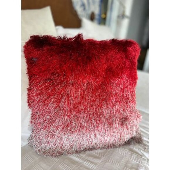 NWT Nourisan Mina Victory Pillow Red Shag Modern Designer Throw Pillow 20 x 20 - Picture 1 of 4